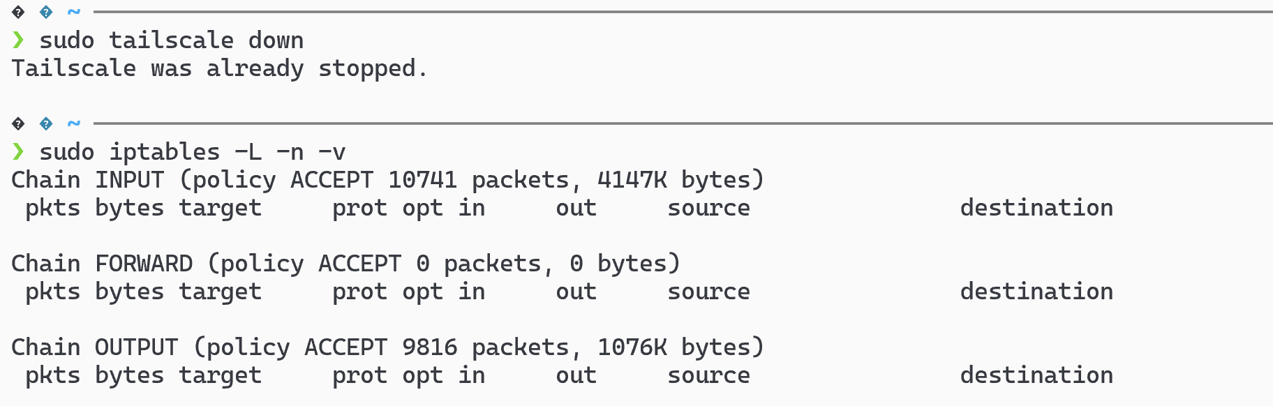 tailscale iptables rules